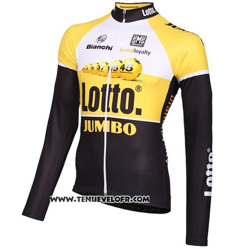 2015 Maillot Ciclismo Lotto NL Jumbo Jaune et Noir Manches Longues et Cuissard